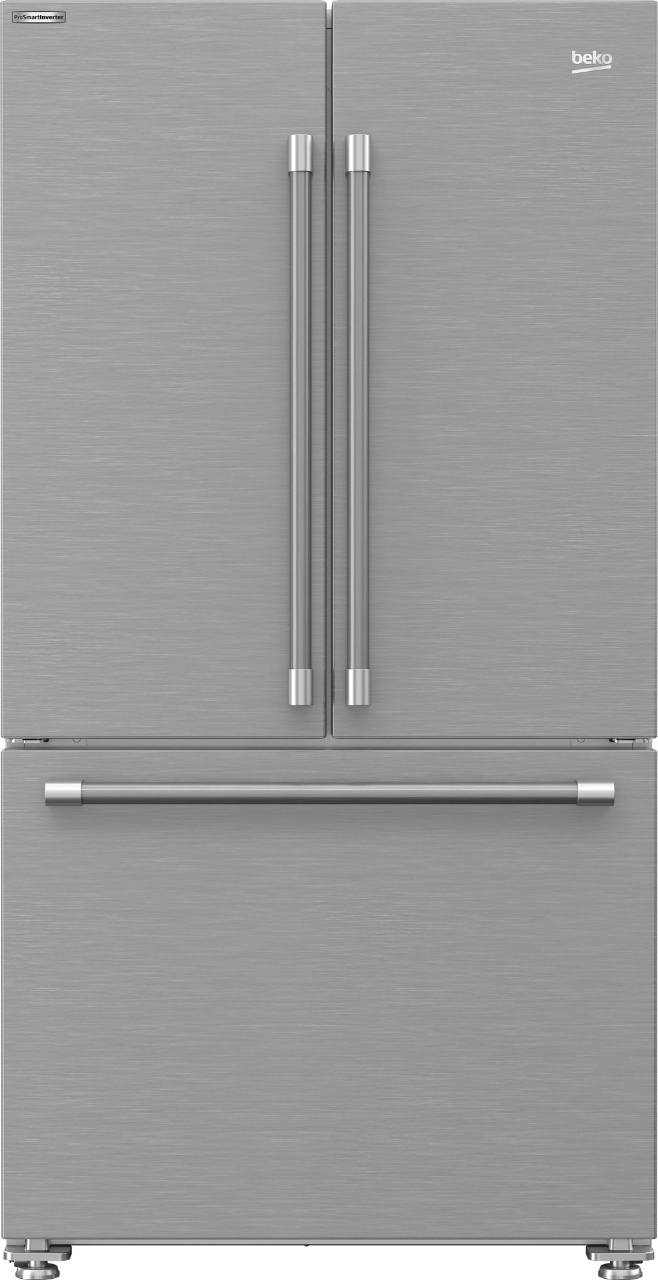 Beko 7293749592 36" French Three-Door Stainless Steel Refrigerator with auto Ice Maker - BFFD3624SS