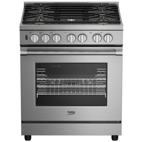 Beko 7732188004 30-Inch Stainless Steel Pro-Style Gas Range with High-Power Burners - PRGR34552SS