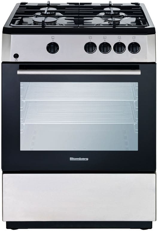 Beko 7737487902 24 Inch Freestanding Gas Range with Door Cooling 2.3 cu. ft. Capacity 4 Sealed Burners, Cast Iron Grates - Bgr24100Ss