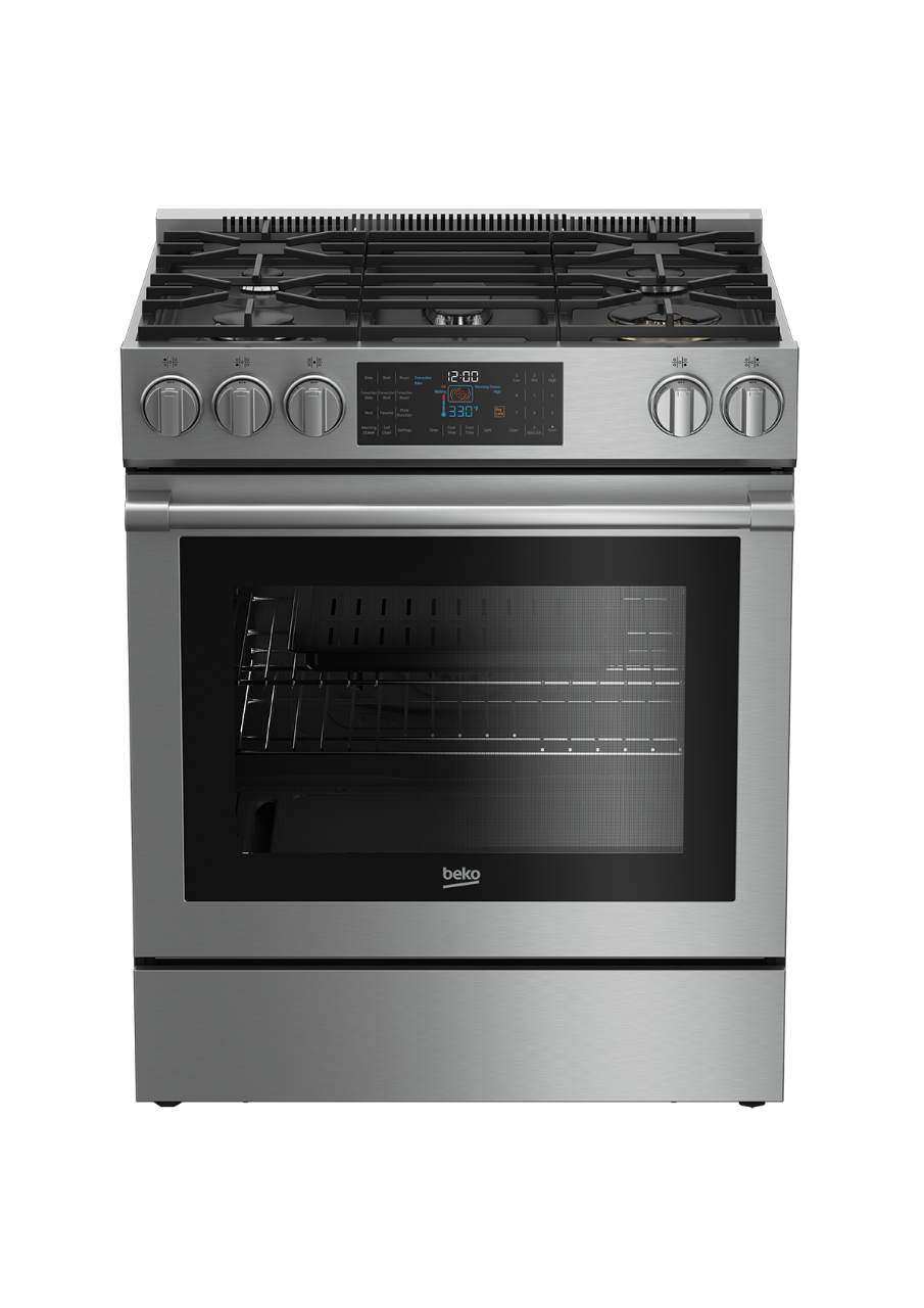 Beko 7732187906 30" Stainless Steel Slide-In Gas Range - SLGR30530SS