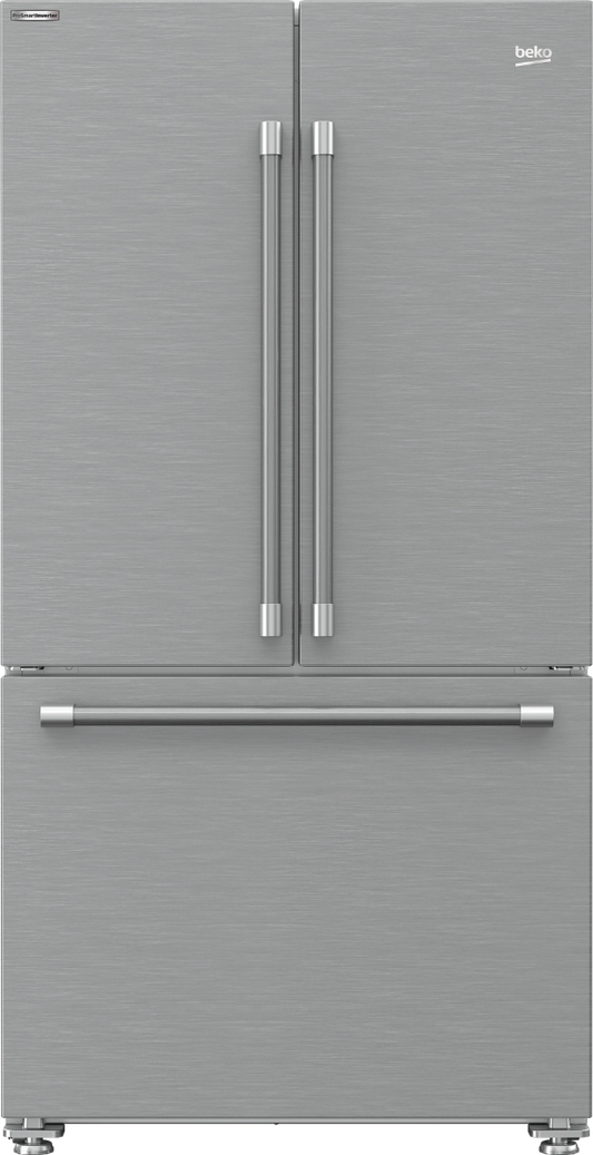 Beko BFFD3624SS 36" French Three-Door Stainless Steel Refrigerator with auto Ice Maker - BFFD3624SS