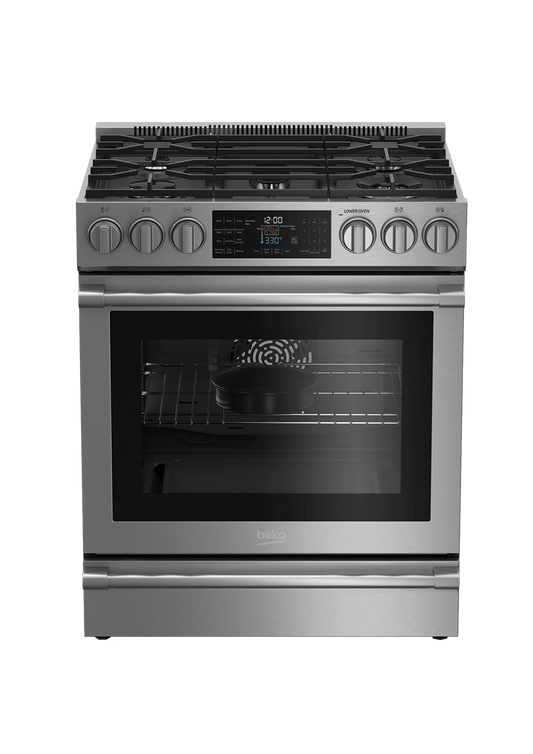 Beko 7732187907 30" Stainless Steel Slide-In Dual Fuel Range - SLDF30540SS