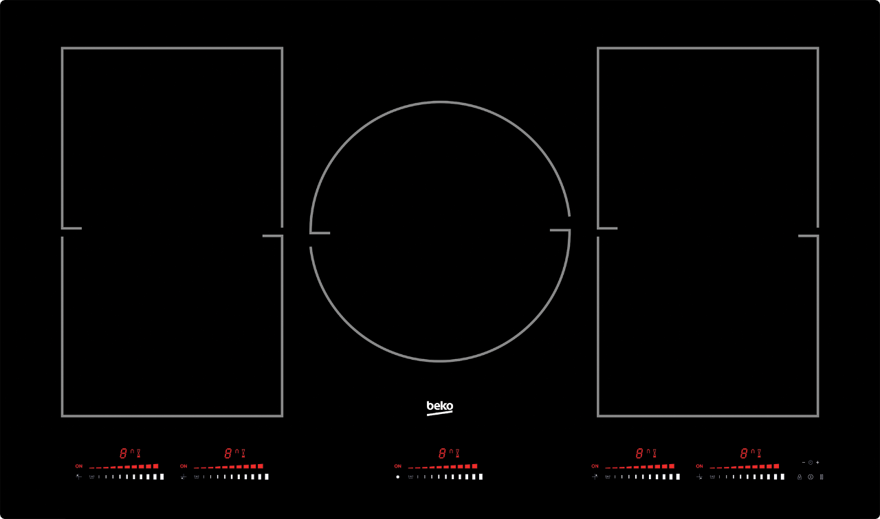 Beko 8800183200 36" Built-In Induction Cooktop with 5 Zones and Touch Control - BCTI36510