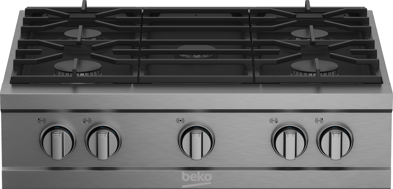 Beko 7751688338 30" Stainless Steel Pro-Style Built-in Gas Range Top - PRGRT30500SS