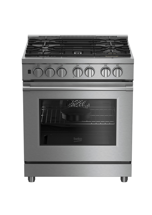 Beko 7732187919 30" Stainless Steel Pro-Style Dual Fuel Range - PRDF34550SS
