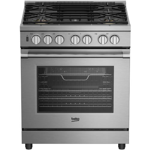 Beko 7732188002 30" Stainless Steel Freestanding Dual Fuel Range - PRDF34552S