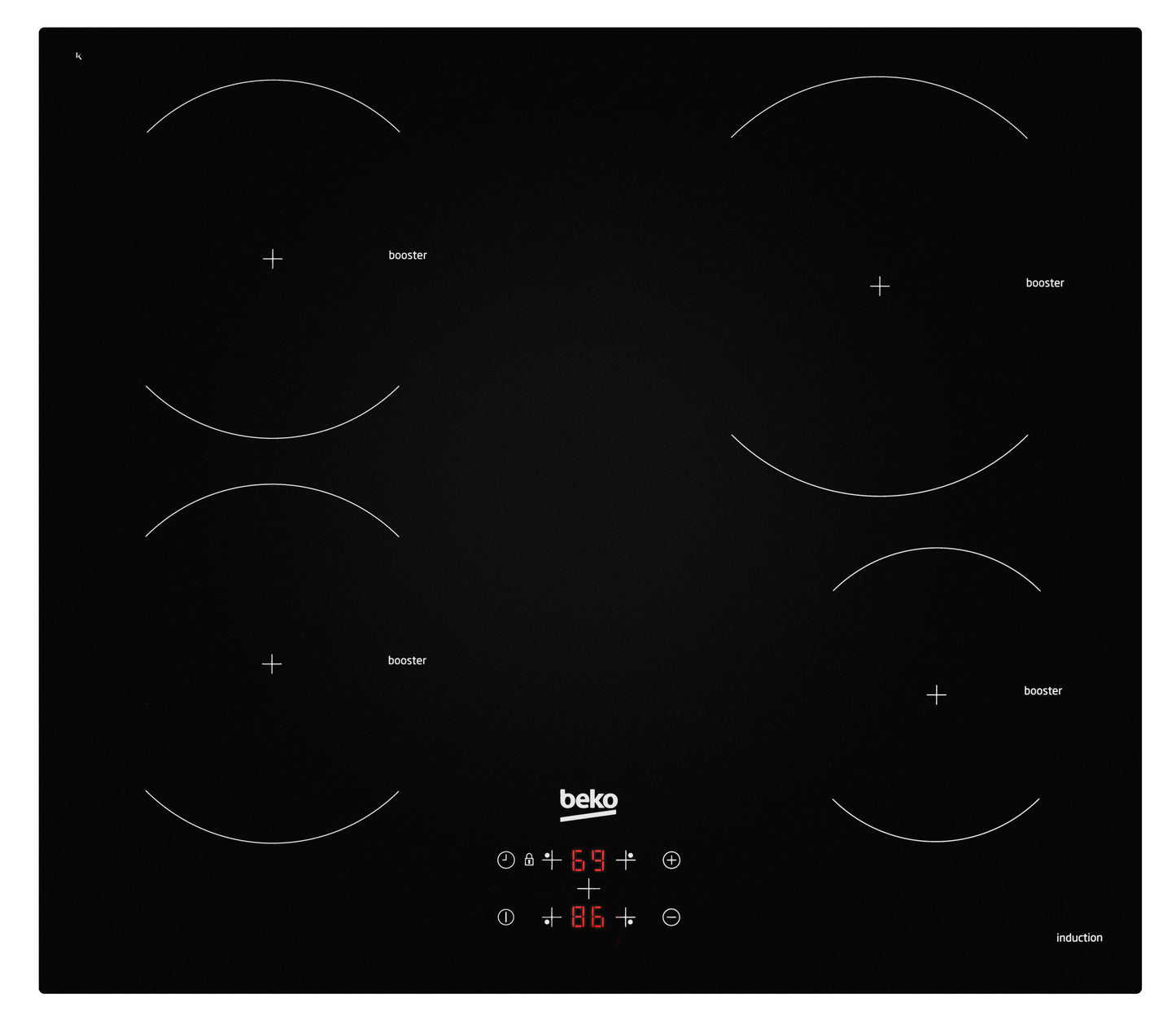 Beko 7757186301 24 Inch Induction Hob with Front Touch Control - Hii64400At